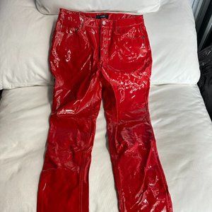 AFRM heston high rise straight leg faux leather pants in red